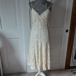 Elie Tahari Cream Sleeveless Sundress Midi